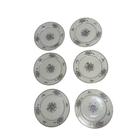 P.T. Bavaria Tirschenreuth Queen's Rose Bread & Butter Plate Floral Set Of 6 - Picture 6 of 11